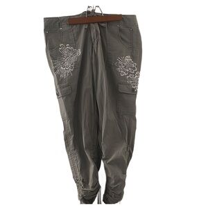 Badass Olive Green INC Studded Bedazzled Cargo Pants Sz 14